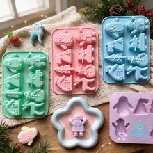 1pc 8-Cavity Silicone Christmas Baking Mold - Santa, Snowman, Tree & Reindeer Designs For Chocolate, Candy, Jelly & Pudding - Perfect For DIY Holiday Treats, Cake Mold - Multicolor - View 4