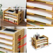 Office Desk File Cabinet Multi-Layer Density Board Desktop Storage Box Organizer - RMG0069-h4 - View 3