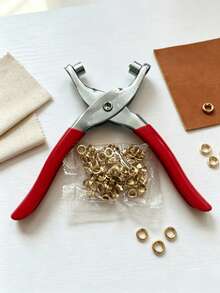 1pc Metal Eyelet Pliers Set, Includes Punching Tool + 100 Matching Metal Eyelets, Specifically Designed For Artificial Leather, Clothing, Belts And Other Materials, One-Click Punching And Fast Installation Of Eyelet Rings. Effortless Operation And Easy To Use, Secure And Durable, Dedicated Tool Set For Handmade Leather DIY, Clothing Modification, Fabric Crafts, Essential Tool For Handmade Enthusiasts And Leather Crafting. - C - View 19