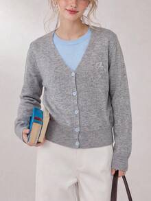 Women's New Autumn/Winter Minimalist Colorblock Design 2 In 1 Pullover Sweater - Grey - View 5