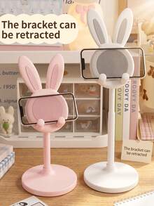 4/1pc Cute Rabbit Adjustable Phone Stand | Aesthetic Rabbit Desktop Phone Holder | Hands-Free Anti-Slip Phone Stand | Room Decor And Student Daily Essential Gift, Phone Stand - Color - View 9