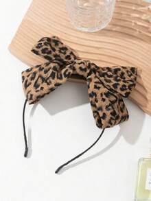 10pcs/1pc New Leopard Print Oversized Bow Headband, Elegant Large Bow Hair Tie, Highly Attractive Hair Accessories For Women, Leopard Print Bow Polyester Fiber (Polyester), Suitable For All Seasons - Multicolor - View 3