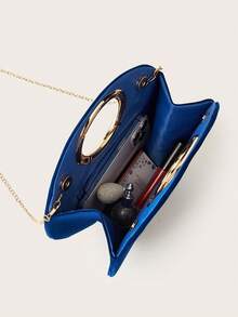 AIBBYDAR Women's Evening Clutch Bag, Handbag For Evening Gown, Small Round Bag With Round Handle, Detachable Shoulder Strap, Formal Occasion - Navy Blue - View 7