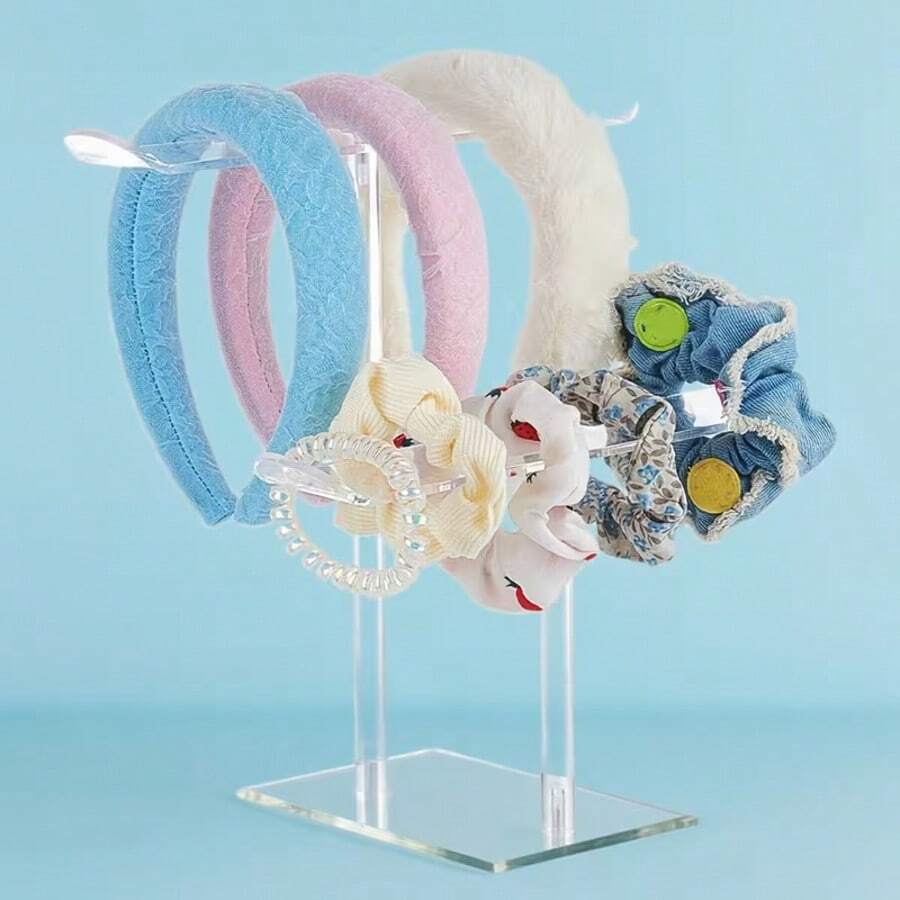 1件壓克力髮飾展示架-時尚髮箍、項鍊、手鍊收納架,適合現代居家裝飾、桌面展示與收納,珠寶展示塔 - 無色 - 查看 1