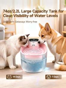 2200ML Wireless Cat Water Fountain/Water Dispenser Filter, Smart Sensor Cat Water Dispenser, Dog Smart Water Dispenser, With Infrared Sensor Water Output Mode, 5000mAh Large Capacity Rechargeable Battery, Suitable For Small And Medium Cats, Adapter Not Included, Replacement Filter Can Be Purchased Separately - Multicolor - View 3