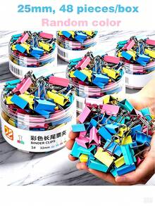 48個彩色文件夾夾（盒裝），適用於辦公用品，多種顏色、多種尺寸，回形針，創意帳簿夾，適用於家庭、學校和辦公室，是返校、萬聖節、感恩節、聖誕節和新年等節日的最佳禮物。 - 純色 - 查看 8