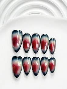 10pcs Kuku Tempel Buatan Tangan Gaya Avant-Garde Y2K, Set Seni Kuku Polygel, Gradien Merah, Kuku Merah & Hitam, Gaya Retro Minimalis, Termasuk Alat Kuku, Tersedia 3 Ukuran: Persegi, Persegi Pendek, Almond, Cocok Untuk Pesta, Dansa, dan Pemakaian Sehari-hari - MultiWarna - View 19