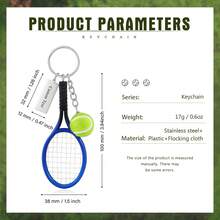 1pc Personalized Tennis Racket And Tennis Ball Keychain, Mini Realistic Tennis Ball Keychain, Customizable Name, Suitable For Tennis Enthusiasts Unisex Gift And Car Key Pendant, Sports-Themed Gift For Tennis Lovers, Players, Coaches And Fans. - Multicolor - View 4