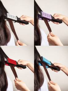 1pc V-Shaped Folding Hair Straightener, Dual-Use Straight & Curly Hair Styling Comb, Hair Straightener Clamp, V-Shaped Hair Tool, Detangling Comb, Anti-Split End Styling Tool, Hair Comb, Hair Styling Tool - Multicolor - View 3