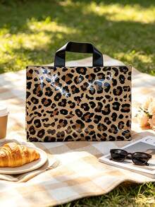 10pcs Vintage Leopard Print Gift Bags With Handles, Foldable And Reusable, Premium Leopard Pattern, Suitable For Retail Stores And Events, Large Capacity Storage, Gift Packaging, Simple And Elegant Design - Multicolor - View 1
