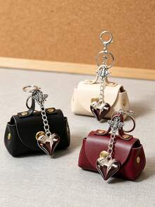 Mini Handbag Keychain, Bee & Heart Pendant Accessory Series, Coin Purse, Portable Small Bag Charm, Suitable For Loose Change And Coins - Multicolor - View 6