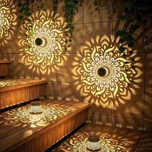 1pc 16-Color Mandala Projection Light, Solar Powered Dual-Use Wall Light, Multiple Dynamic Lighting Effects, Built-In Light Sensor Auto-On At Dusk, Halloween Atmosphere Light, Multi-Function Outdoor Landscape Spotlight, Suitable For Lawn, Garden, Stairs, Ground Decoration - Mandala Downlight - View 3