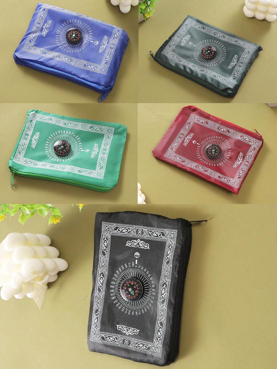 60*100cm Prayer Mat, Portable Islamic Prayer Rug For Travel, Non-Slip, With Storage Bag And Compass, Ramadan Gift, Convenient For Outdoor Prayer, Multiple Colors Available - Multicolor - View 1