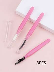 3/1pc Makeup Brush Set, Eyelash Brush/Lip Brush/Eyebrow Brush, With Transparent Dust Cover, Portable Design For Combing Eyelashes And Eyebrows, Spiral Eyelash Curler, Lipstick Lip Brush, Suitable For Home Or Travel Use, Essential Makeup Accessory - Multicolor - View 9