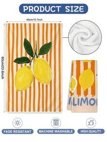 2 piezas de toallas absorbentes de cocina, hechas de material de poliéster, estampadas con patrón de rayas de limón y letras, adecuadas para la cocina, el baño, opción ideal para amas de casa y reuniones familiares, decoración del hogar y de la habitación con alta relación costo-rendimiento - Multicolor - Ver 3
