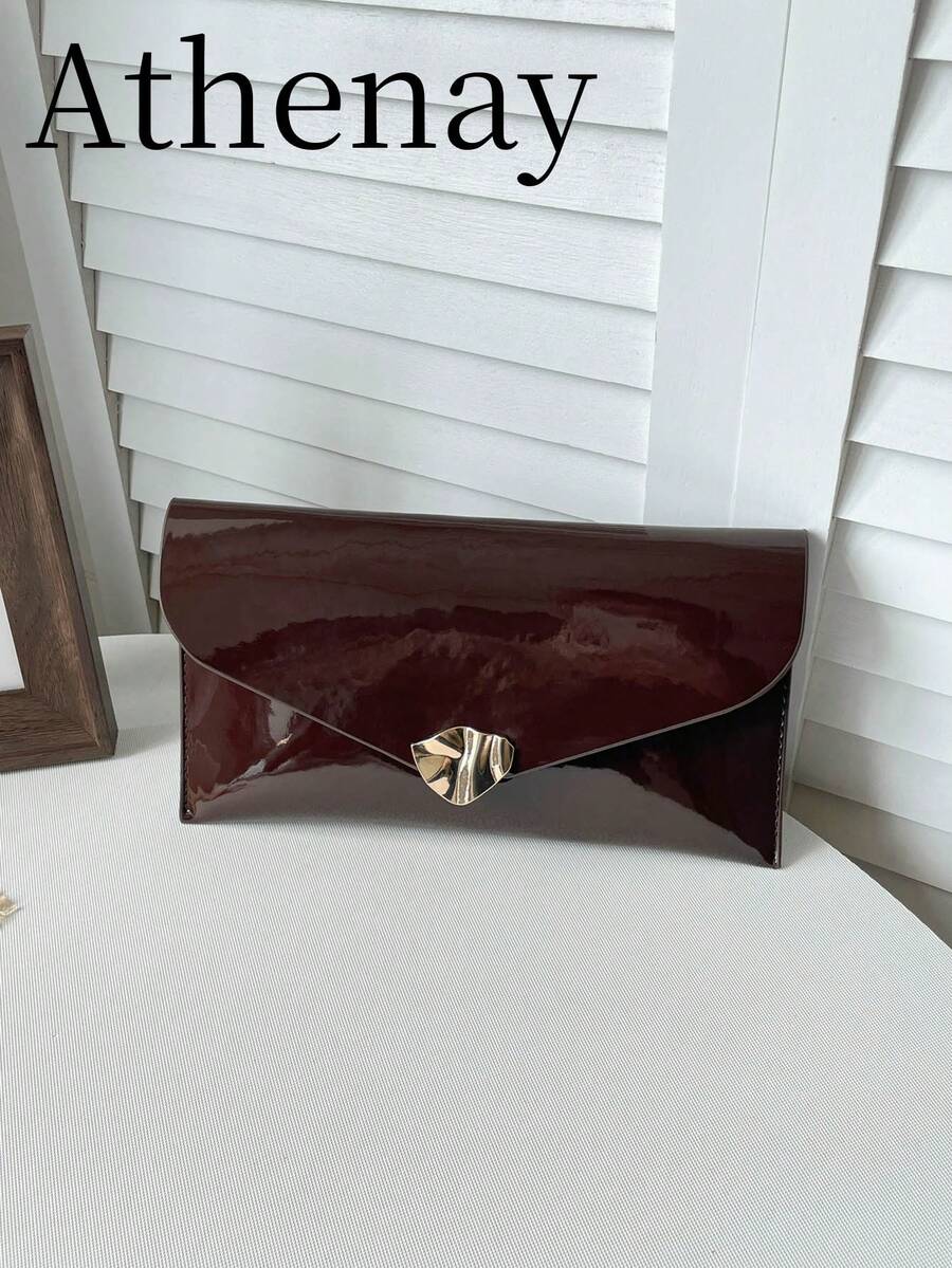 Korean Style Premium Vintage Small Square Bag Women's New Niche Design Patent Leather Clutch Evening Bag