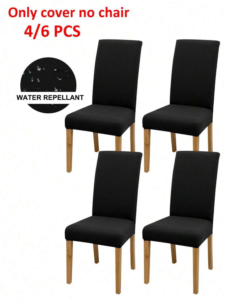 4pcs/6pcs/Set Solid Color Elastic Chair Covers, Modern Minimalist Polyester Stretch Dining Chair Covers, Suitable For Wedding, Restaurant, Office, Banquet, All Seasons