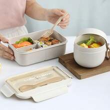 1 buah Kotak Bento dengan Peralatan Makan, Aman untuk Microwave dan Mesin Cuci Piring, Wadah Penyimpanan Makanan untuk Piknik, Berkemah, Pesta, Kantor, Sekolah - MultiWarna - View 6