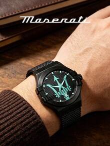 Jam Tangan Pria Maserati Automatic Skeleton dengan Casing Emas Mawar dan Tali Kulit Buaya Biru Tua, Jam Tangan Bisnis R8821139001 - JAM TANGAN - View 1