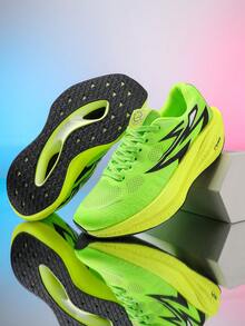 Sepatu Lari Maraton Speed Racing Pria, Bagian Atas Jala yang Bernapas, Sol Empuk dan Empuk, Anti Selip, Tahan Aus, Sepatu Olahraga untuk Latihan dan Pemakaian Sehari-hari - Hijau - View 3