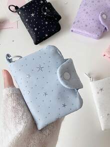 Star Coin Purse, Music Element Hanging Short Wallet, Headphone Storage Bag, Wave Keychain, Girl's Accessory, With Detachable Keychain - Multicolor - View 3