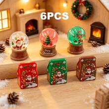 Winter Christmas Theme Miniature Decor, Mini Christmas Reindeer Crystal Ball + Mini Gift Box Resin Ornament, Suitable For Micro Scene Arrangement, Home Decor, Car Interior, Party Decoration, As A Small Gift - Christmas - View 5