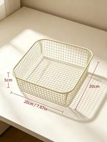 1PC Metal Square Desktop Storage Bins, Open‑Top Iron Storage Baskets For Desk Small Clutter Organizing, Minimalist Style Storage Container, Tabletop Small Supplies Holding Organizer For Office Desk Bedroom Vanity Daily All‑Season Use Gift Selection - Multicolor - View 9