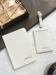 Takeoak 2 Buah Set Gantungan Paspor dengan Nama Kustom dan Label Koper, Kartu Privasi, Sampul Paspor yang Dipersonalisasi, Kotak Hadiah, Kemasan Hadiah Buaya Imitasi - Set kotak hadiah tersedia - View 17