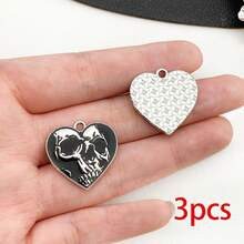 3/10pcs Halloween Gothic Enamel Charms Skull Moth Butterfly Snake Cross Poker Card Pendant For DIY Bracelet Necklace Jewelry Making Findings - Black - View 11