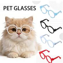 5pcs Assorted Color Mini Pet Eyeglass Frames, Lensless Round Plastic Decorative Glasses, Cute Small Cat Dog Costume Photo Props Accessories - Multicolor - View 1