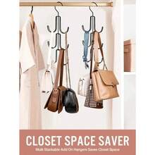 Multifunctional Hook, 3-Tier Handbag Rack, Space-Saving Home Closet Storage Shelf, Bedroom Organizer, Sturdy Durable Wardrobe Holder, Entryway Closet Shelf, White T-Shirt, Black Pants, Christmas Gift Idea, Winter Storage Organization - Multicolor - View 10