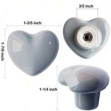 Ceramic Drawer Knobs Heart Shape Colorful Heart Cabinet Dresser Pulls Handles With 3 Sized Screws, Kitchen Furniture Knobs For Closet Cupboard Wardrobe (Mixed Color, 10 Pack) - Grey - View 3