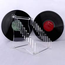 1pc Transparent Detachable Tiered Acrylic Display Stand, Multi-Slot Curved Desktop Storage Rack, Suitable For Vinyl Records, CD Collection And Signage, Space-Saving Floating Display Storage Rack, Home Desktop Decor Collectible Accessory - White - View 6