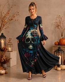 Women Maxi Dresses - Teal Blue - View 5