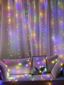 Solar Powered Curtain Lights, Random Window Sticker Gift, Outdoor Garland Lights, 8 Lighting Modes, Waterproof, Solar Fairy String Lights, 300/200/100LED, Garden, Yard, Eaves, Gazebo, Wedding, Camping, Party, Window, Wall, Balcony, Christmas Decoration - Solar Led String Light - View 12