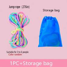 Classic Nostalgic Jump Rope, Cat's Cradle And Shuttlecock Set, Nostalgic Jump Rope Dedicated Rope (High Elasticity And Durable, Suitable For 3-6 People), Finger Trick Game, Cat's Cradle Dedicated Rope (Non-Elastic), Rainbow Color, Shuttlecock Game, Random Color - Multicolor - View 2