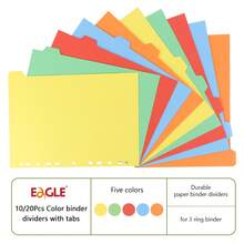 Eagle 3 Ring Binder Dividers With Tabs, 10pcs, Write On Paper Material Index Divider, A4 Size, 11-Hole Punch For 2/3/4/11 Ring Binders, Multicolors, For Office Home - Multicolor - View 4