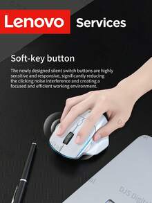 Lenovo 无线鼠标，双模可充电鼠标，2.4G/BT 连接，人体工学游戏鼠标，亲肤材质，握感舒适，适用于办公室、家庭、游戏等多种用途，兼容多种设备，电池寿命长 - 白色 - 查看 4