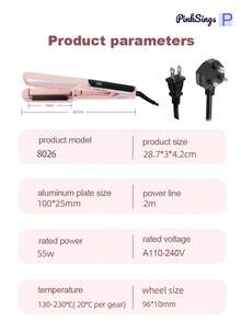 PinkSings Hair Straightening Iron With Hot Oil Treatment For Less Heat Damage, Wide Flat Iron With Essential Oil Roller For Hair Caring, 6 Temperature Settings - Pink - View 11