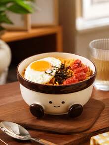 Cute Ceramic Bowl With 3D Feet, 800ml Large Salad Soup Ramen Bowl, Underglaze Color, Microwave And Dishwasher - Multicolor - View 4
