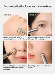 GUOXIAONIU Angled Round‑Tip Concealer Brush Rose Gold Handle, High‑Density Soft Fiber Makeup Brush, For Under‑Eye Dark Circles Acne Marks Redness, Stippling For Flawless Natural Base Makeup - Rose Gold #420 - View 9