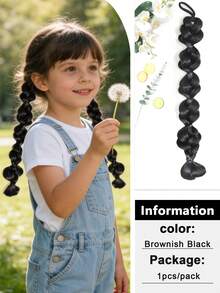 1pc Kids Bubble Braid Ponytail Hair Extension With Elastic Hairband, Soft Colorful Synthetic Hair, Easy To Wear No Damage Hair Piece, Suitable For Girls Holiday Cosplay Party, Halloween - Multicolor - View 15