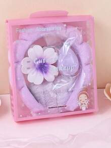 Set de 5 diademas gruesas para SPA con diseño de flor, diadema para lavado de cara con burbujas de nube, accesorios para el cabello de cuidado de la piel, incluye esponja de maquillaje y caja de regalo - Multicolor - Ver 11