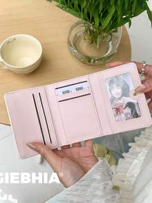 New Floral Bear Wallet, Sweet Card Holder, Minimalist Portable Student Women Gift, Korean Style Small Purse - Multicolor - View 5