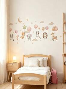 1set/2sets/4sets Self-Adhesive Wall Stickers Featuring A Bohemian Rabbit, Butterflies, And Flowers For Baby Room Decor, Suitable For Living Rooms - Multicolor - View 2