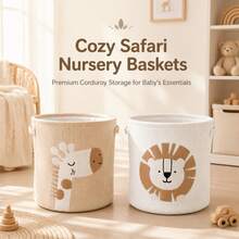 1pc[Large Capacity Storage Basket] Lion & Giraffe Cartoon Pattern Storage Bin, Fabric Foldable Laundry Basket, Clothing Organizer Bin, Living Room Multi-Functional Storage Bucket - Multicolor - View 10
