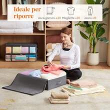 Contenitori Sottoletto, Scatole Vestiti con Finestra Frontale Trasparente, Organizer per Armadi e Contenitori per Asciugamani, V - grigio - Visualizzare 4