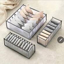 Simple Modern 3pcs Underwear Organizer Set, Mesh Storage Bags For Socks, Drawers, And Closet, Fashionable Women'S Accessory. - Grey - View 8