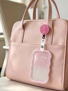 Cute Wavy Edge Gradient Transparent ID Card Holder With Lanyard, Ins Minimalist Soft Silicone Card Sleeve, With Shiny Rhinestone Round Retractable Badge Reel And Detachable Halter, Card Storage Box, Anti-Loss Lanyard,Travel Essential - Multicolor - View 8