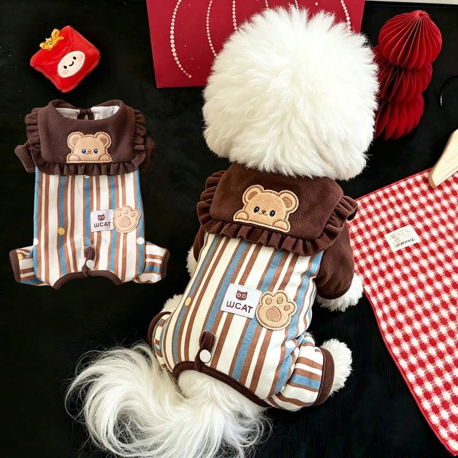 1pc Cute Pet Jumpsuit Cat Dog Four-Corner Pants, Soft And Breathable, Comfortable For Autumn/Winter Wear, Pet Pullover - Multicolor - View 1